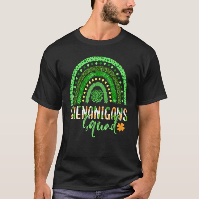 Shenanigans Squad Irish Rainbow Funny Saint Patric T-Shirt (Front)