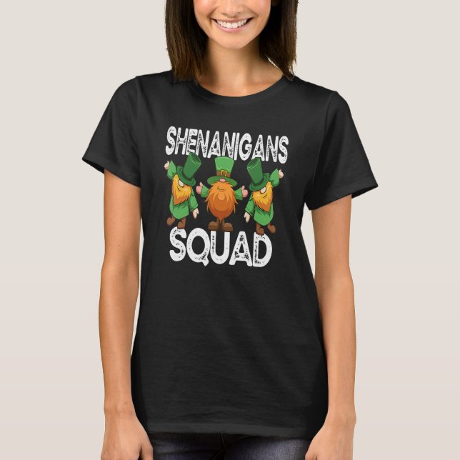 Shenanigans Squad Irish St Patricks Day Gnomes Sha T-Shirt (Front)