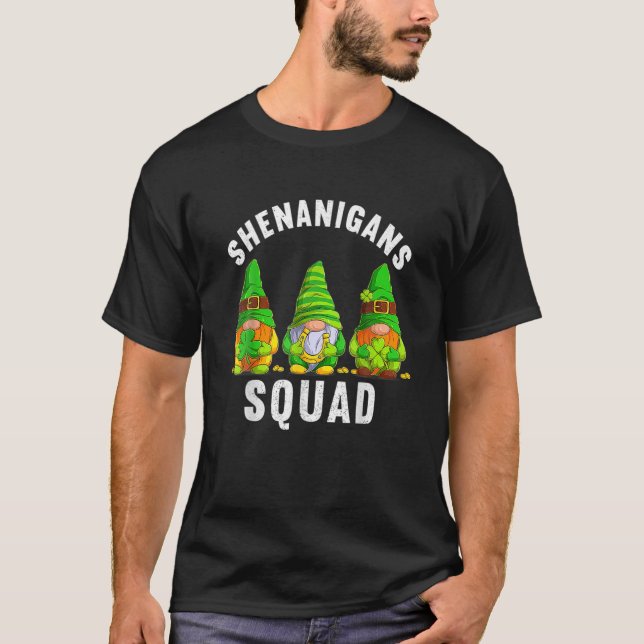 Shenanigans Squad Irish Tee Funny Gnomes Saint Pat (Front)