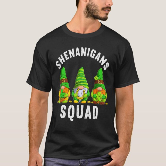 Shenanigans Squad Irish Tee Funny Gnomes Saint Pat (Front)