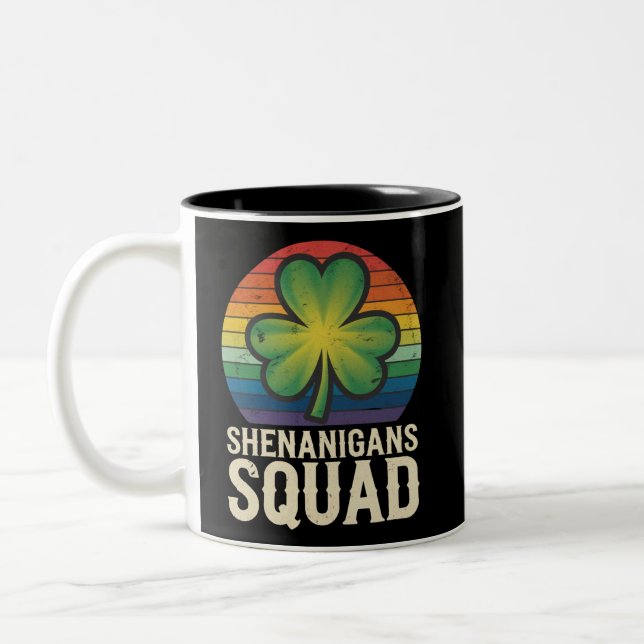 Shenanigans Squad Matching St Patricks Day Group  Two-Tone Coffee Mug (Left)