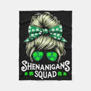 Shenanigans Squad Messy Bun St Patricks Day _1  Fleece Blanket
