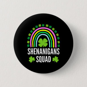 Shenanigans Squad Rainbow Green Shamrock St Patric 6 Cm Round Badge