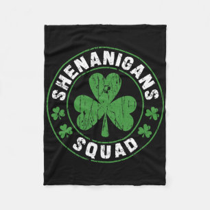 Shenanigans Squad Shamrocks Irish Funny St Patrick Fleece Blanket