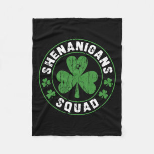 Shenanigans Squad Shamrocks Irish Funny St Patrick Fleece Blanket