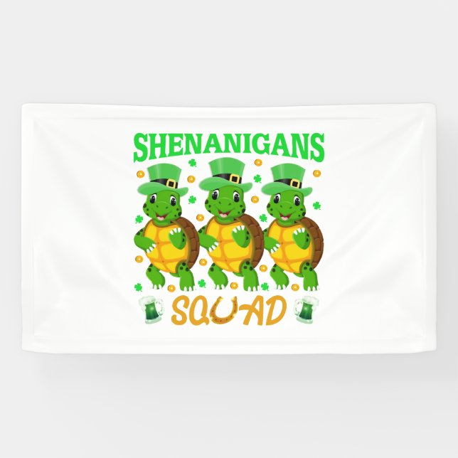 Shenanigans Squad St. Patrick’s Day Cute Turtle Banner (Horizontal)