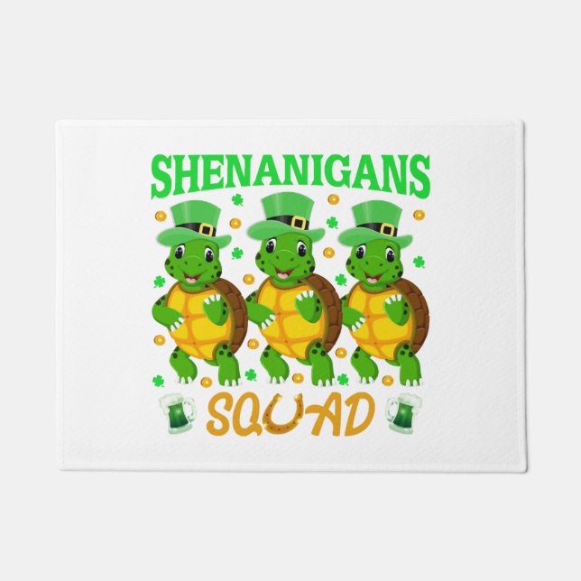 Shenanigans Squad St. Patrick’s Day Cute Turtle Doormat (Front)