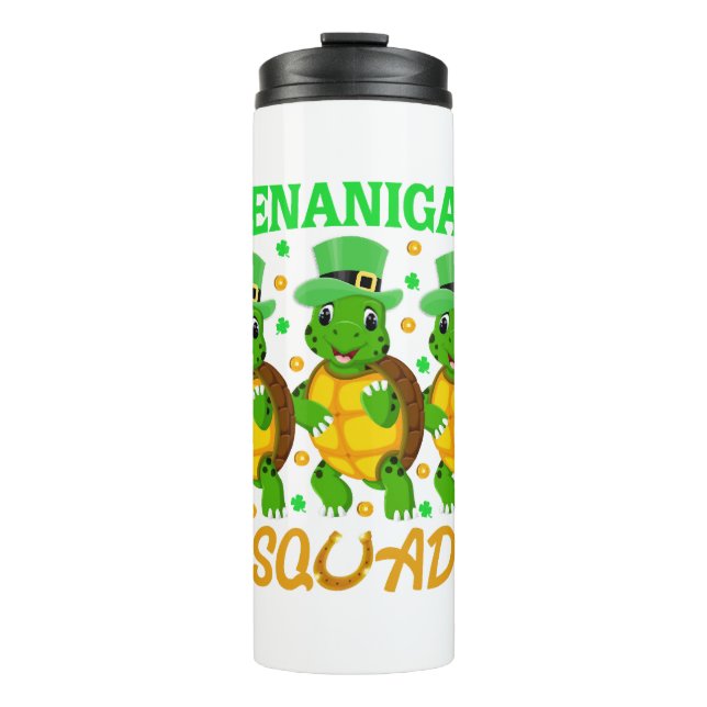 Shenanigans Squad St. Patrick’s Day Cute Turtle Thermal Tumbler (Front)