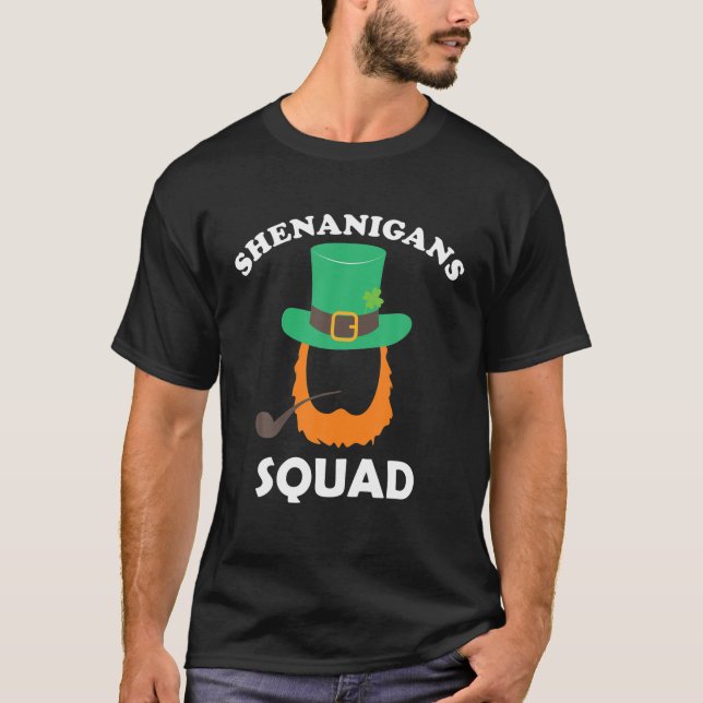 Shenanigans Squad St Patricks Day Funny Matching T-Shirt (Front)
