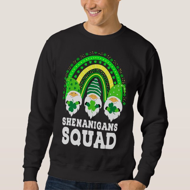 Shenanigans Squad St Patricks Day Gnomes Green Pro Sweatshirt (Front)