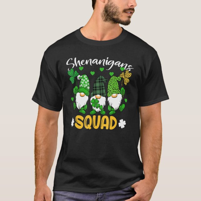 Shenanigans Squad St Patricks Day Gnomes Green Pro T-Shirt (Front)