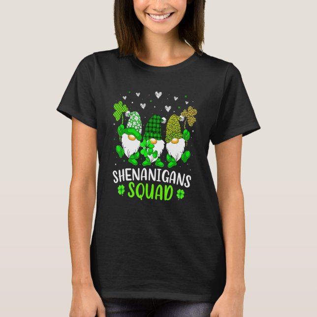 Shenanigans Squad St Patricks Day Gnomes Green Pro T-Shirt (Front)