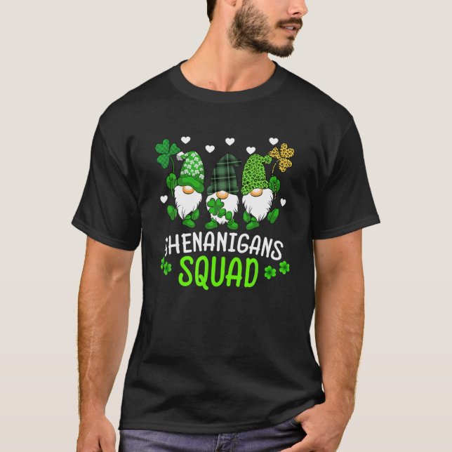 Shenanigans Squad St Patricks Day Gnomes Green Pro T-Shirt (Front)