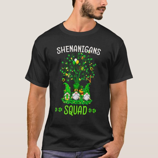 Shenanigans Squad St Patricks Day Gnomes Green Pro T-Shirt (Front)