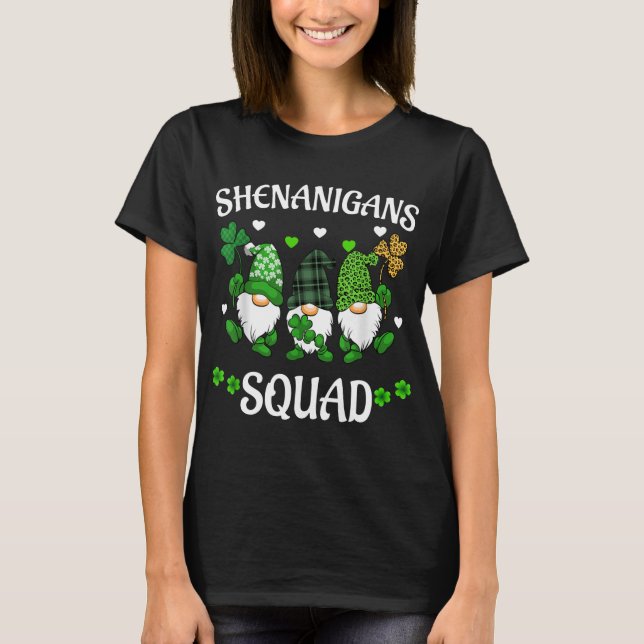 Shenanigans Squad St Patricks Day Gnomes Green Pro T-Shirt (Front)