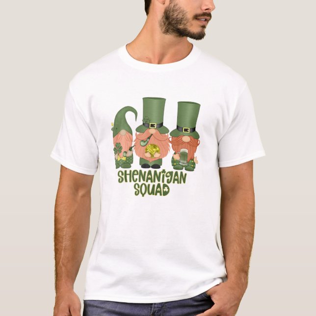 Shenanigans Squad St Patricks Day Gnomes Green Pro T-Shirt (Front)