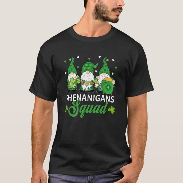 Shenanigans Squad St Patricks Day Gnomes Green Pro T-Shirt (Front)