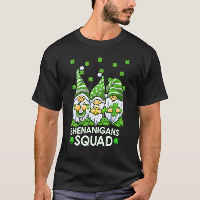 Shenanigans Squad St Patricks Day Gnomes Rainbow L T-Shirt (Front)