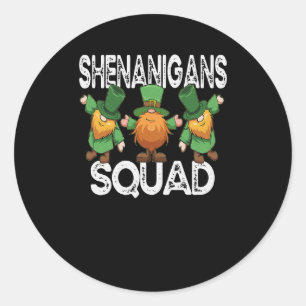 Shenanigans Squad St Patricks Day Gnomes Shamrock Classic Round Sticker