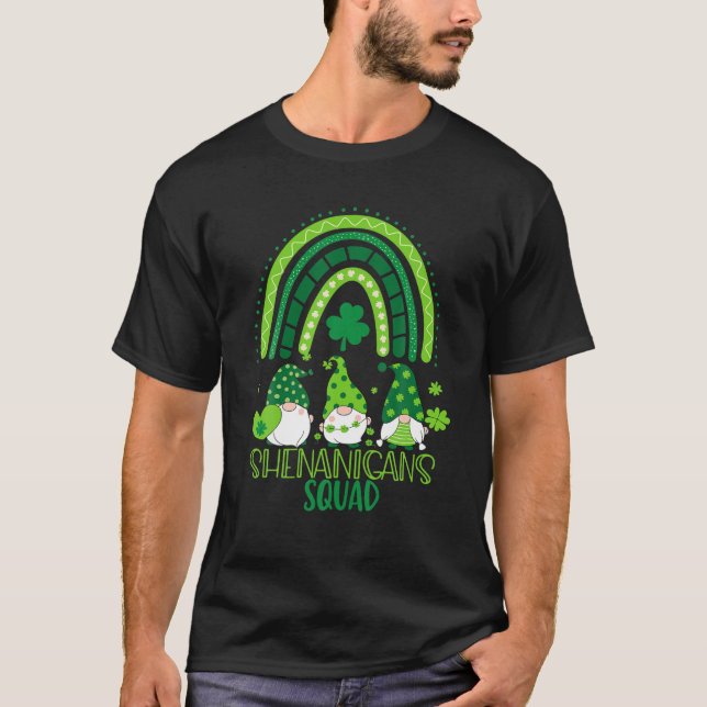 Shenanigans Squad St Patricks Day Rainbow Gnomes G T-Shirt (Front)