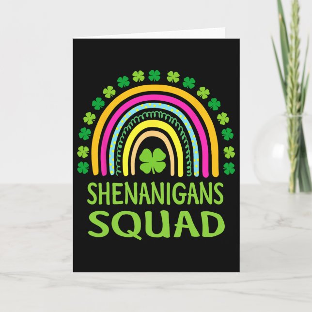 Shenanigans Squad St Patrick's Day Rainbow Shamroc Card (Front)