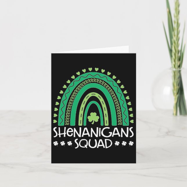 Shenanigans Squad St Patrick's Day Rainbow Shamroc Card (Front)