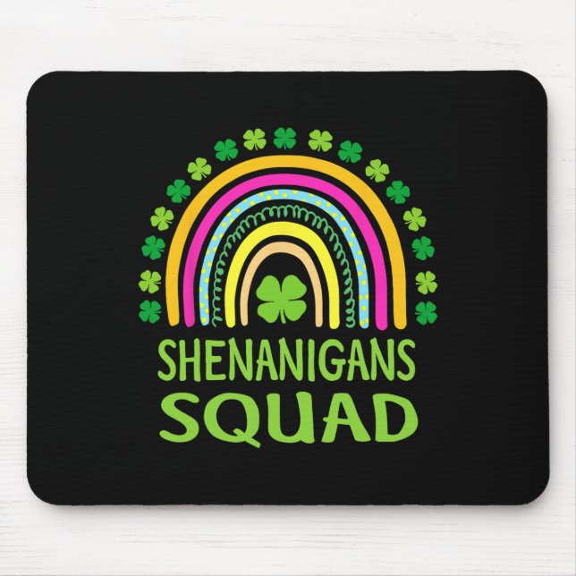 Shenanigans Squad St Patrick's Day Rainbow Shamroc Mouse Pad (Front)
