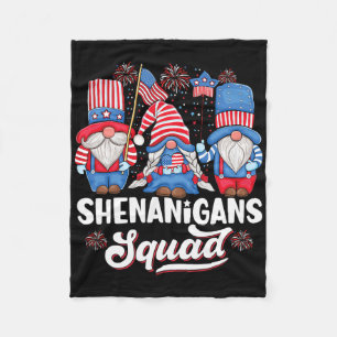 Shenanigans Squad Usa Independence Day 4th Of July Fleece Blanket