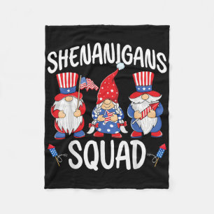 Shenanigans Squad Usa Patriotic Gnomes Fourth Of J Fleece Blanket