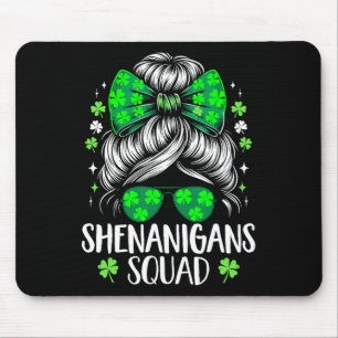 Shenanigans Squad Women Messy Bun St Patricks Day Mouse Pad