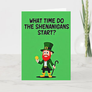 Shenanigans Start Leprechaun Card