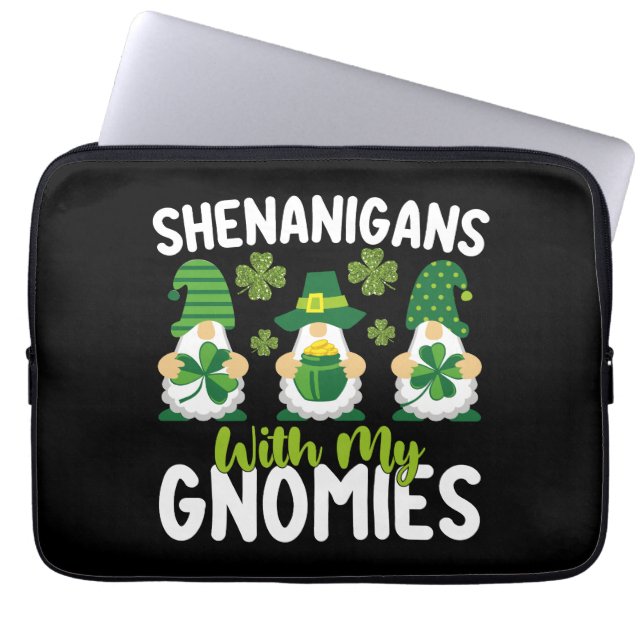 Shenanigans With My Gnomies Gnome St Patrick's Day Laptop Sleeve (Front)