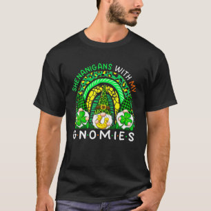 Shenanigans With My Gnomies Rainbow Leopard St Pat T-Shirt