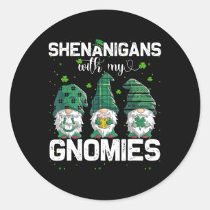 Shenanigans With My Gnomies Shamrock Leopard Patri Classic Round Sticker