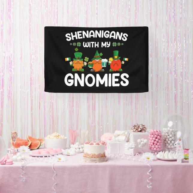 Shenanigans With My Gnomies St. Patricks Day Gnome Banner (Party)