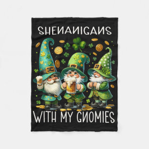 Shenanigans With My Gnomies St. Patricks Day Gnome Fleece Blanket