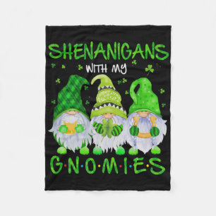 Shenanigans With My Gnomies St Patrick's Day Gnome Fleece Blanket