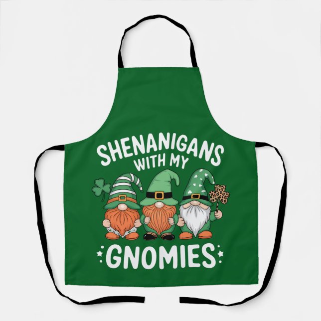 Shenanigans With My Gnomies St Patrick's Day Irish Apron (Front)