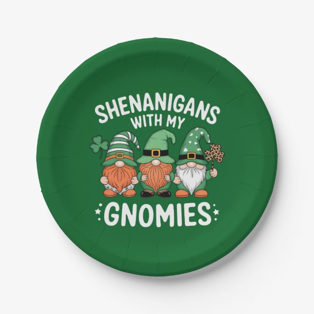 Shenanigans With My Gnomies St Patrick's Day Irish Paper Plate (Front)