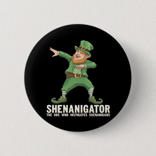 Shenanigator Dabbing Leprechaun St Patrick's Day 6 Cm Round Badge