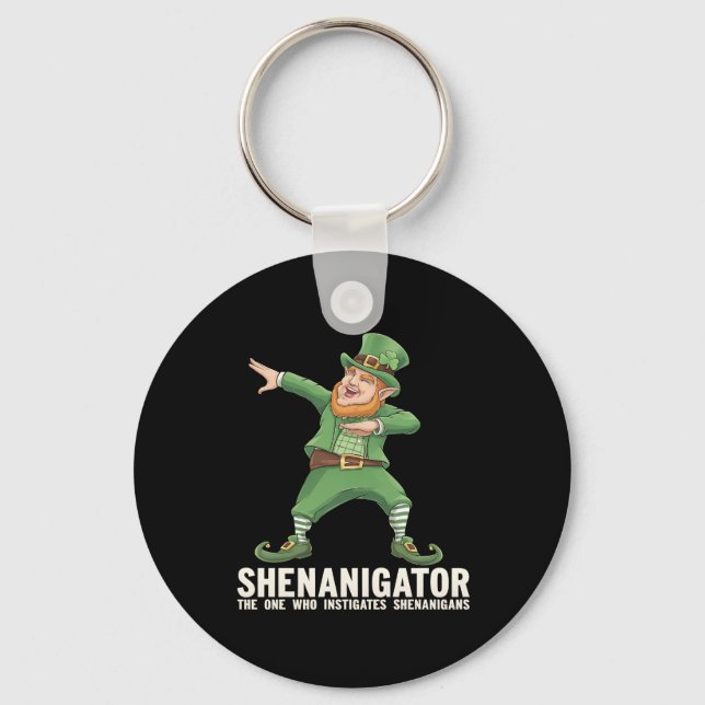 Shenanigator Dabbing Leprechaun St Patrick's Day Key Ring (Front)