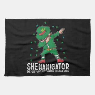 Shenanigator Dabbing St Patrick's Day Shenanigans  Tea Towel