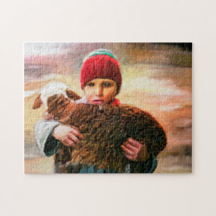 Shepard Boy with Lamb Pakistan. Jigsaw Puzzle