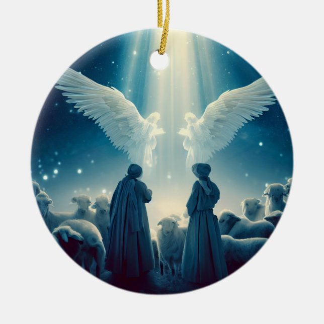 Shepard's watching Christmas  Ceramic Ornament (Front)