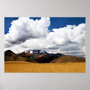 Shepherd and His Flock in the Peruvian Andes Poster