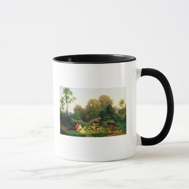 Shepherd and Shepherdess in a German landscape Mug (Right)