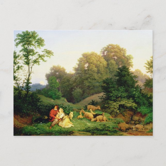 Shepherd and Shepherdess in a German landscape Postcard (Front)