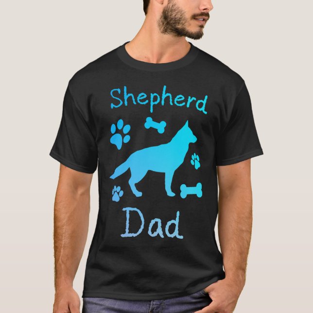 Shepherd Dad Black And Blue Personalized T-Shirt (Front)