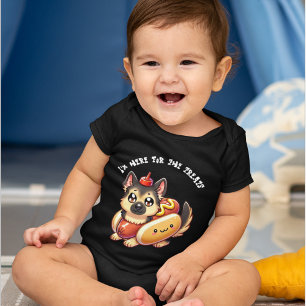 Shepherd Dog in a Hot Dog Costume, Funny Halloween Baby Bodysuit