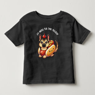Shepherd Dog in a Hot Dog Costume, Funny Halloween Toddler T-Shirt
